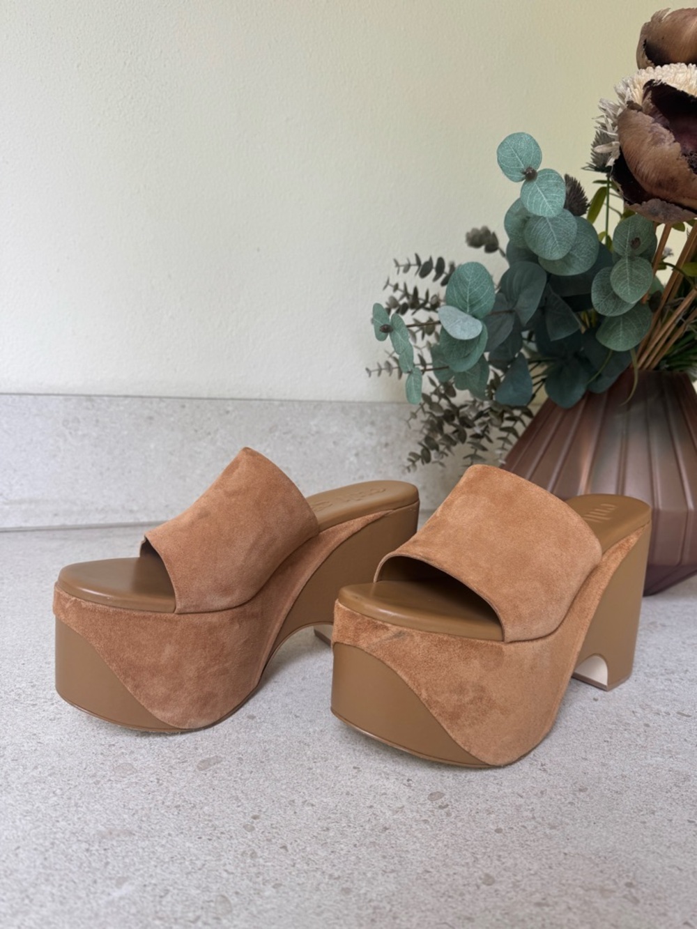 cult gaia Natasha Suede Platform Slide Heels
